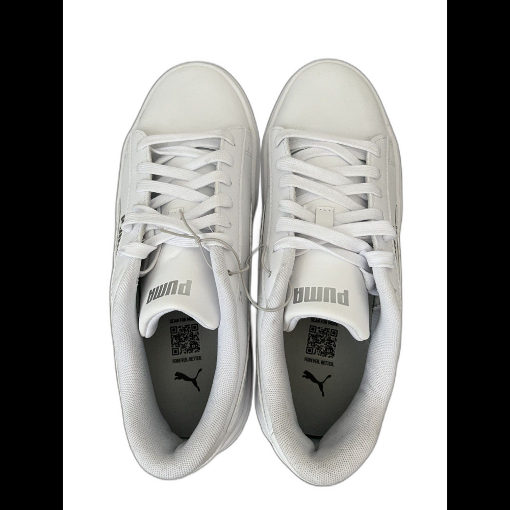 NEW PUMA White Smash V3 Platform Sneakers Womens Size 10 Texture Floral Pattern - Picture 4 of 8